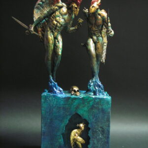 Le radici del Divino opera unica in terracotta policroma,metallo,gesso,resine,foglia oro Cm.40 x 24 x h 65