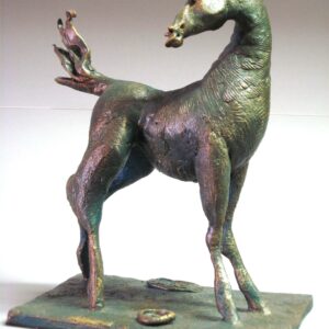 UNICORNO opera unica in terracotta policroma,metallo cm 16 x 25 x h 32